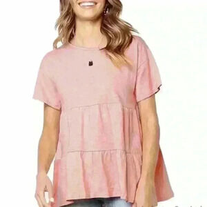 Tommy Hilfiger Pink Babydoll Short Sleeve Top Women’s Size XXL